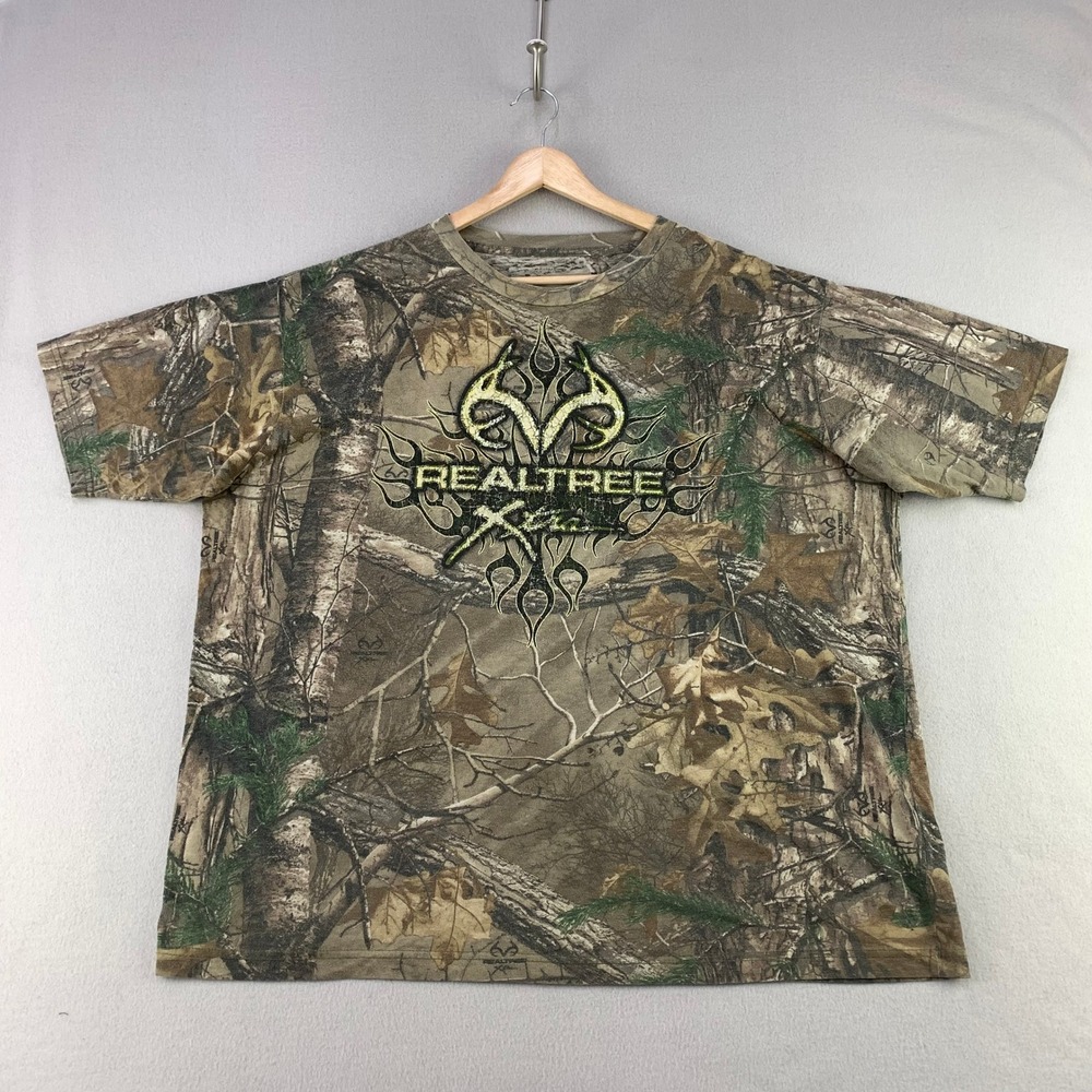 VTG Realtree Xtra Camo T-Shirt Mens 2XL Brown Hunting Graphic Tee Short Sleeve